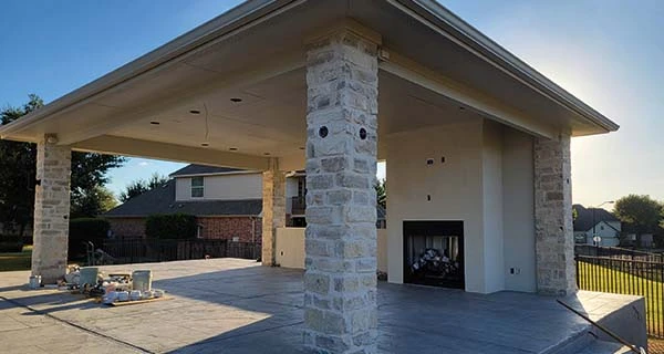finished backyard renovation and concrete install round rock, texas